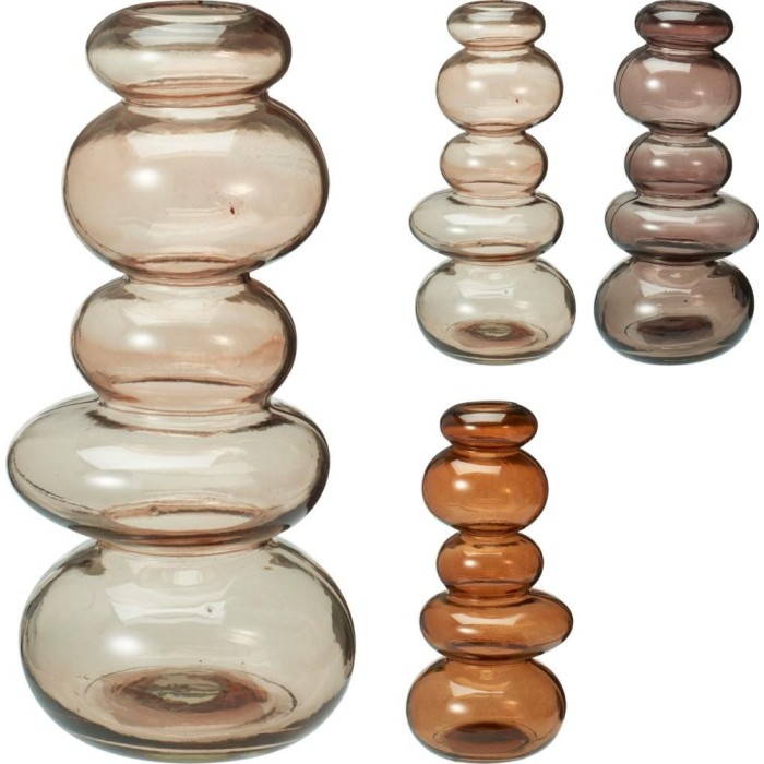 VASO VETRO PIETRE 11X23CM 3ASS